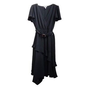 Sofia Jeans by Sofia Vergara Black Tiered Faux Wrap Dress